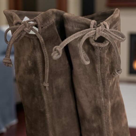 Stuart Weitzman Women's Tieland Brown Suede Over the Knee Boots - Size 5 - Picture 6 of 10